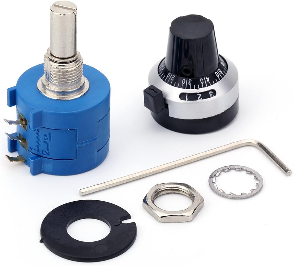 JANSANE 10 Turn Potentiometer 100K Ohm 2w Wirewound Multiturn Adjustable Precision with Rotary Dial Knob 6mm Shaft