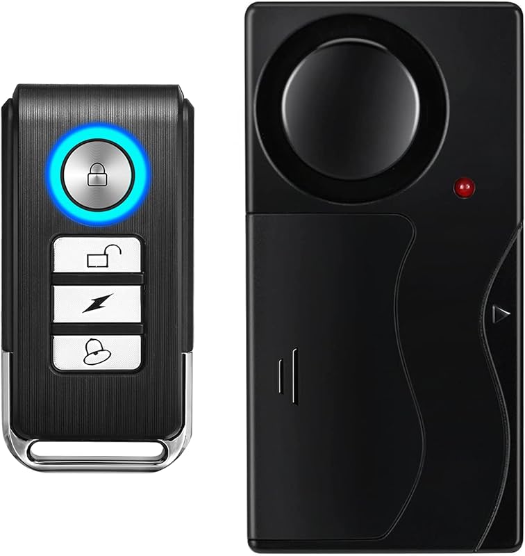 WSDCAM Alarma de motocicleta de 110 dB con control remoto, vibración inalámbrica, antirrobo, alarmas de seguridad para bicicletas/motos/vehículos, alarma de puertas y ventanas