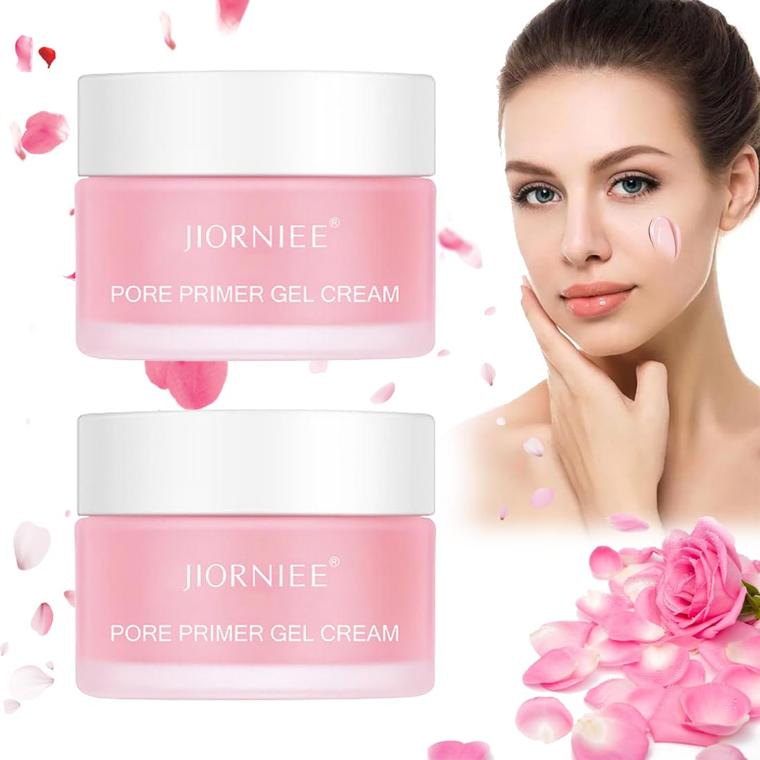 Pore Primer Gel Cream - Crema base de maquillaje nutritiva | Crema de gel para rellenar los poros para una piel suave | Crema base de maquillaje con niacinamida | 2 x 30 ml