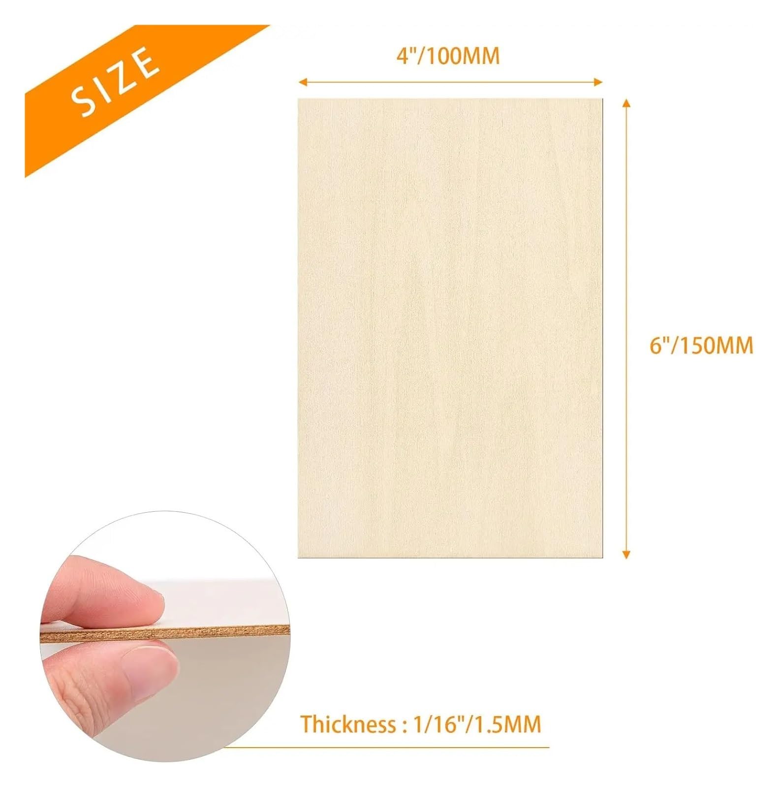 Unlackierte Lindenholzplatten, Beige, mehrere Größen, 10/5 Stück, for den Bastelmodellbau(200x200 5pcs)