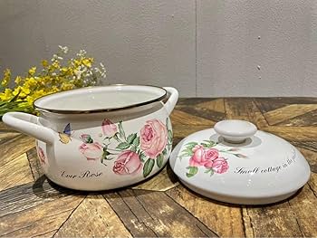 Amazon.co.jp: 富士ホーロー 薔薇 ローズ 両手鍋 セット 花柄