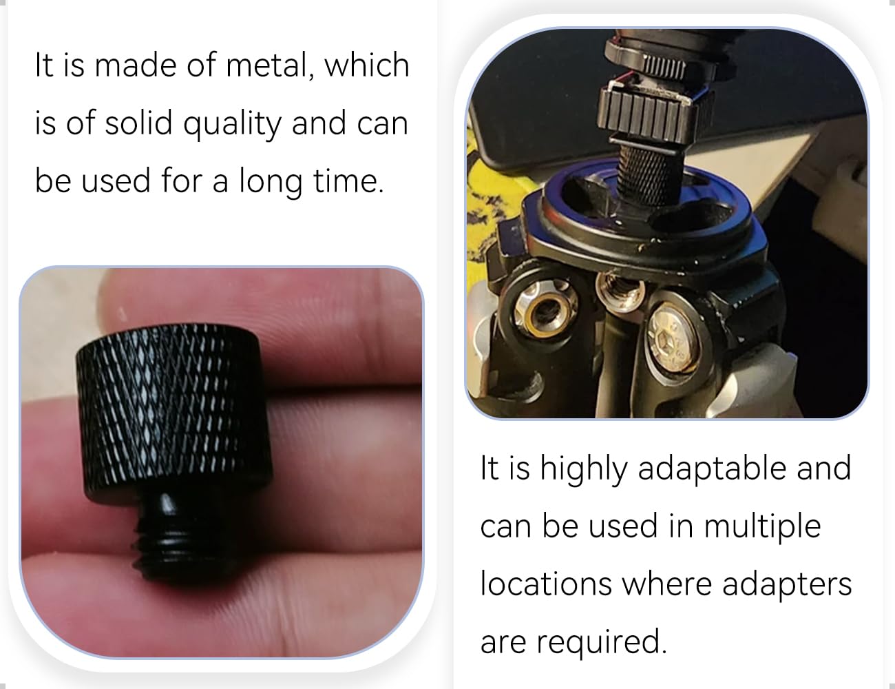 Adaptateur de Filetage 2 Pièces, Adaptateur de Pied de Microphone en Alliage d'Aluminium 3/8 vers 1/4 Pouce, Vis de Trépied 1/4 vers 3/8 Pouce, pour Pieds d'Éclairage d'Appareil Photo (Noir)
