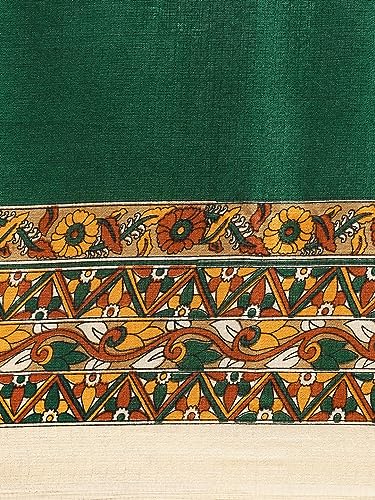 Image of RANI SAAHIBA Women's Art Silk Kalamkari Saree With Blouse Piece