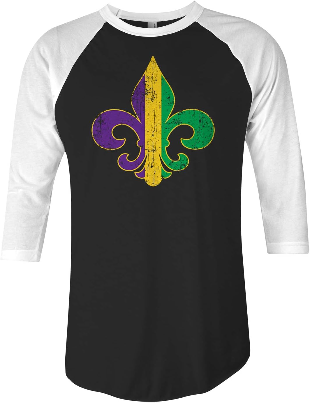 Threadrock Mardi Gras Fleur De Lis Unisex Raglan T-Shirt