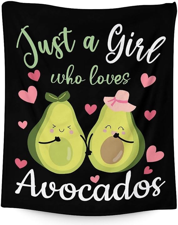 Blanket for Girls - 40"x50" Cute Avocado Throw Gifts - Black Soft Fuzzy Blankets for Bed, Couch & Living Room