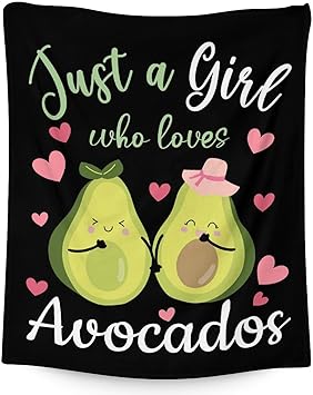 Blanket for Girls - 40"x50" Cute Avocado Throw Gifts - Black Soft Fuzzy Blankets for Bed, Couch & Living Room
