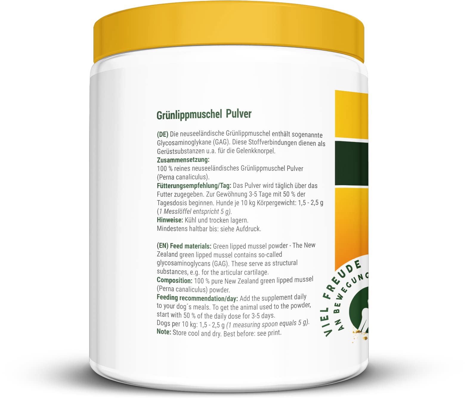 Kräuterland Grünlippmuschelpulver 500g, Hund & Katze, unterstützt die Hüft- und Gelenkfunktion, steigert die Beweglichkeit und Vitalität, naturrein ohne Zusätze, Premium Qualität in aus Neuseeland