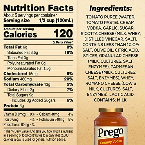 Image of Prego Creamy Vodka Pasta Sauce, 24 oz Jar