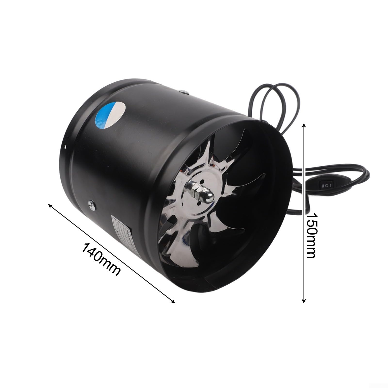 Ventola Estrazione 150mm Silenziosa 530m³/h Bidirezionale(Black)