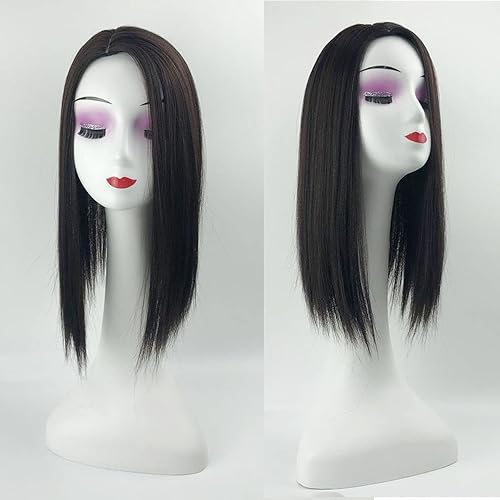 Miniatura 9 de YYDS Parte izquierda, de seda, lacio, con clip, mezcla natural, Snythetic, Topper para mujeres que pierden cabello (1b# negro)