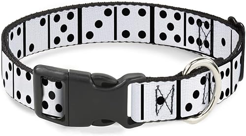 Buckle-Down PC-W30488-L Dominos - Collar de clip de plástico blanconegro, grande, 15-26 pulgadas
