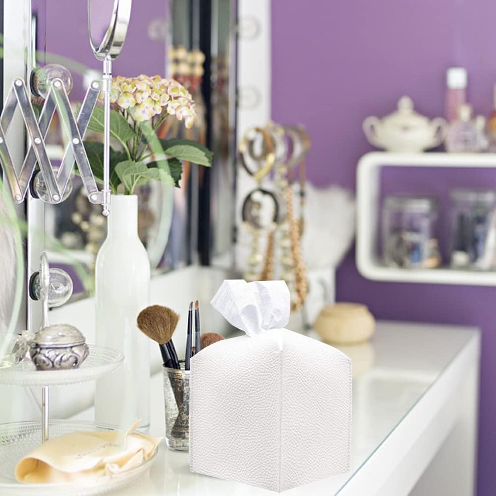 Taschentuchbox Aus PU-Leder – Quadratisch, Mit Ablagefach, Moderner Halter Für Wohnzimmer & Bad