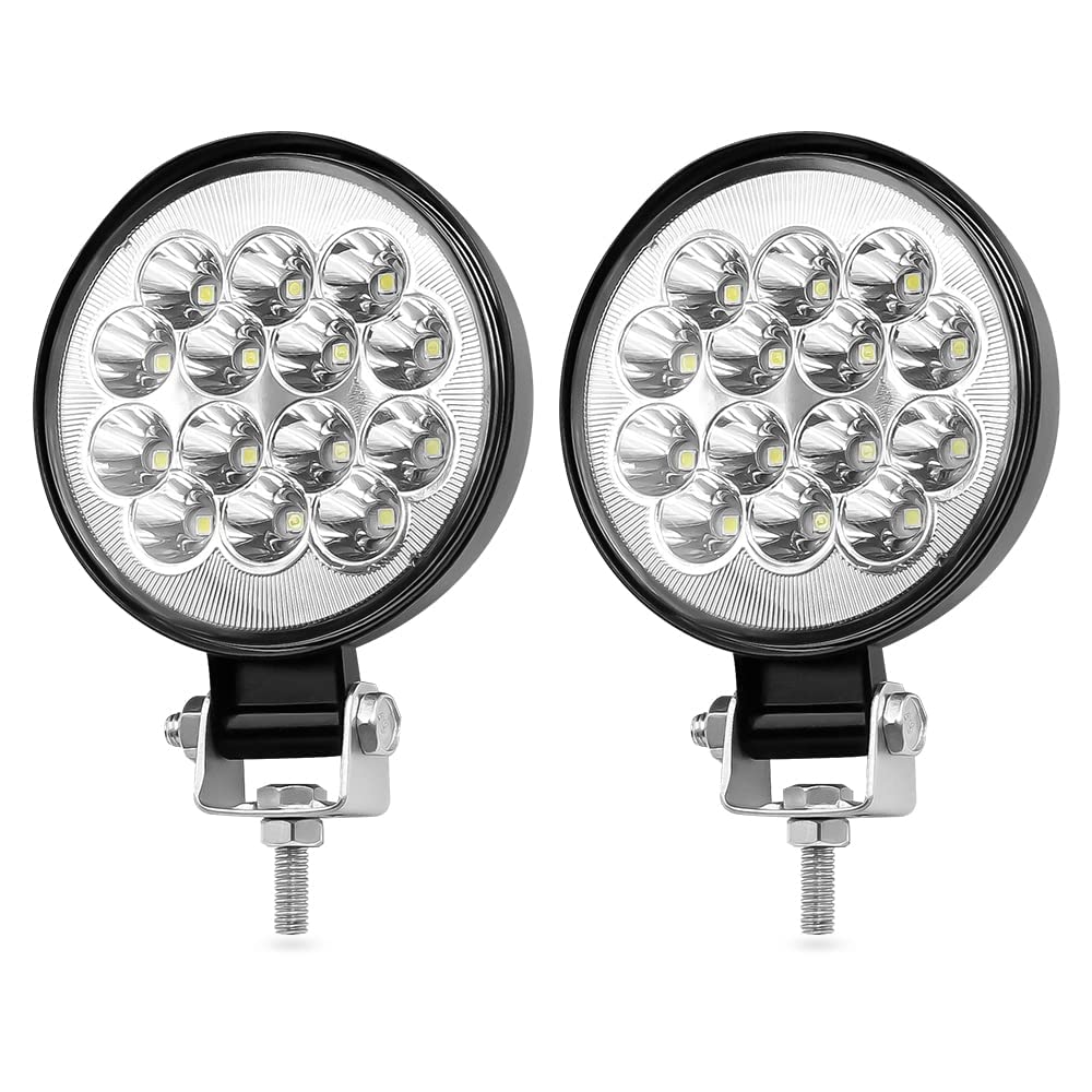 KASTWAVE LED Fog Lights, Round 3 Inch Slim Pods Spot White Driving Reverse Small Circle Work Light Bar Kit for Jeep Truck Off-Road ATV UTV SUV Car Motorcycle Boat Tractor Hood Bumper Mount (2 Pack)