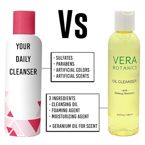 Miniatura 2 de Aceite limpiador natural y removedor de maquillaje de Vera Botanics. Solo 4 ingredientes. Limpiador de aceite diario suave para un lavado facial