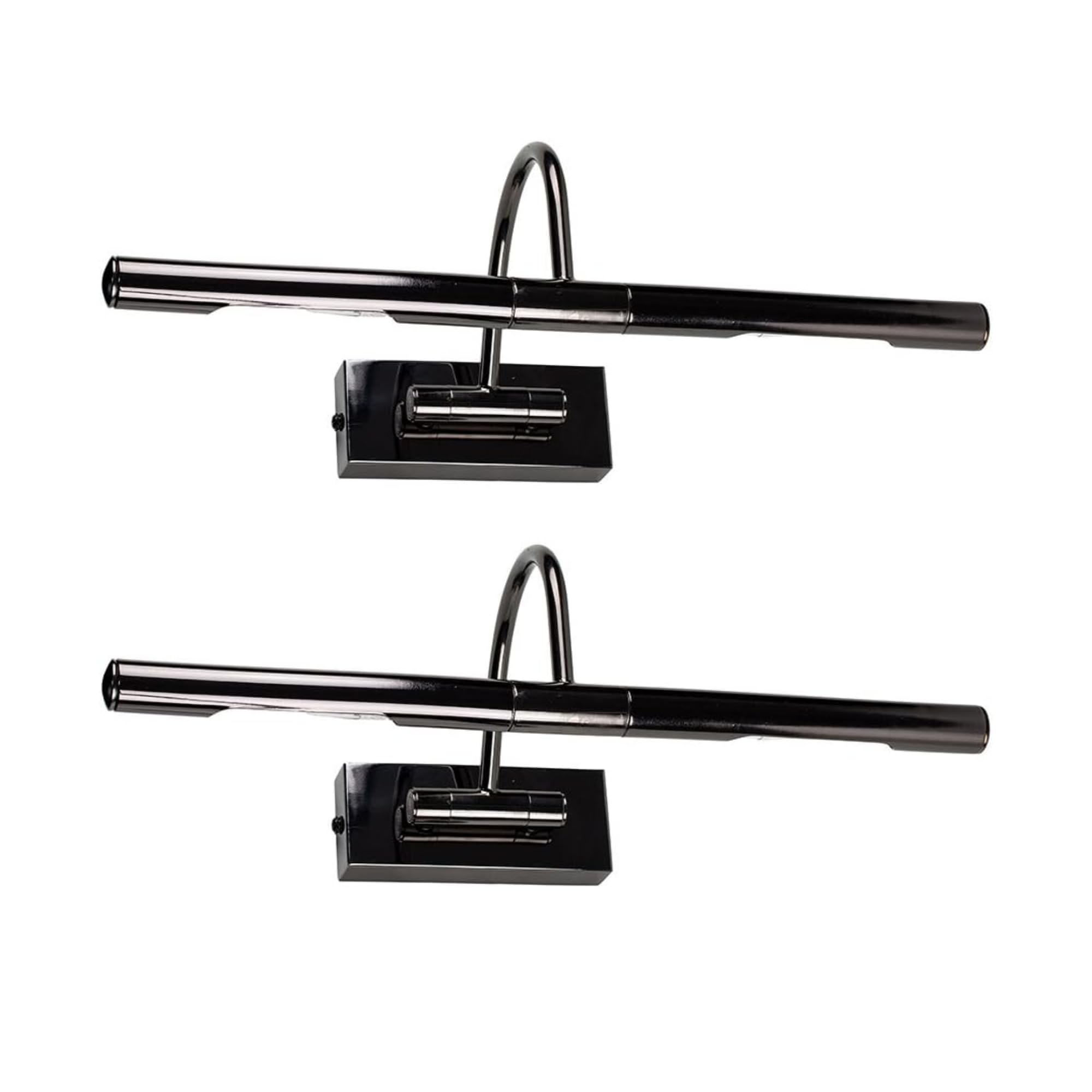 MiniSun | Capri Adjustable Black Chrome Mains Powered Display Wall Lights | Hardwired Picture & Display Lights, Home Décor & Improvement Essential | Set of 2 | Mains Wired