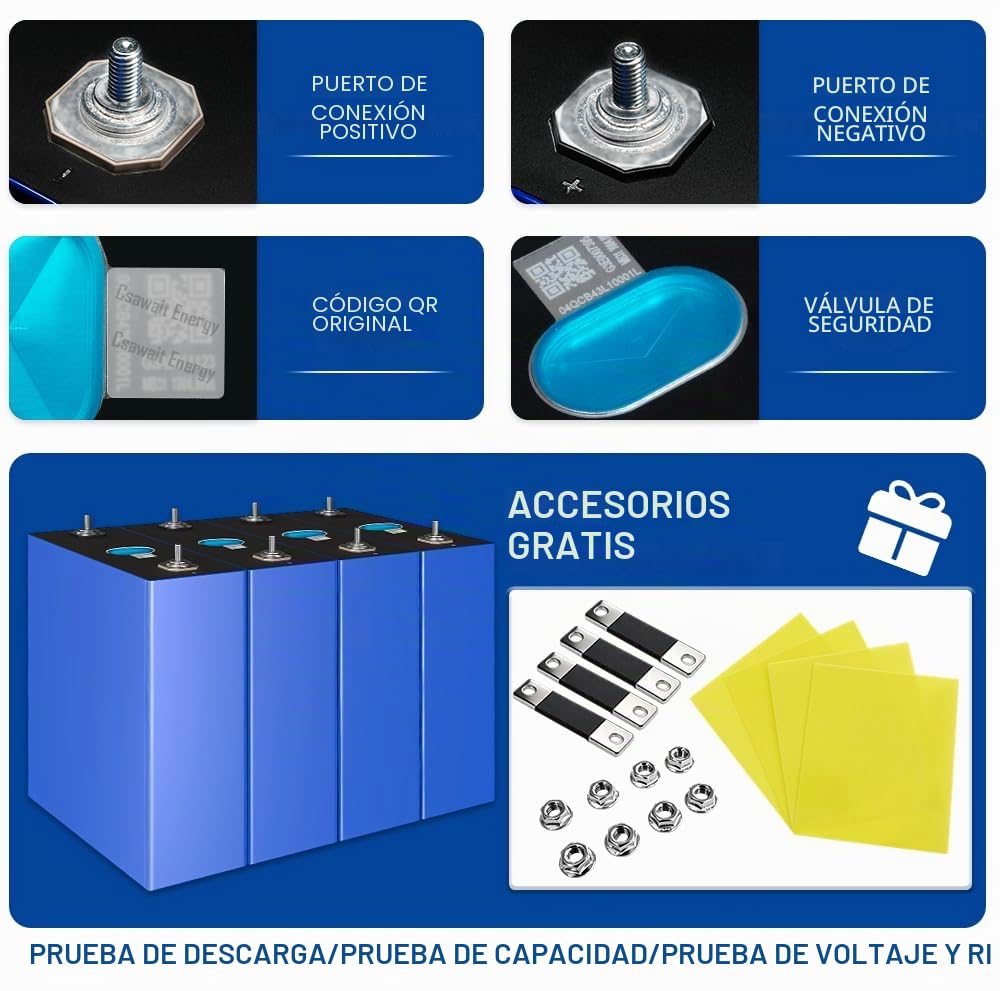 Batería de litio EVE LiFePO4 de 3,2 V, 300 Ah, 300 Ah, 310 Ah, batería de litio de hierro, fosfato, ciclo profundo, fuente de alimentación para autocaravanas, barcos, carritos de golf, motor, SAI,