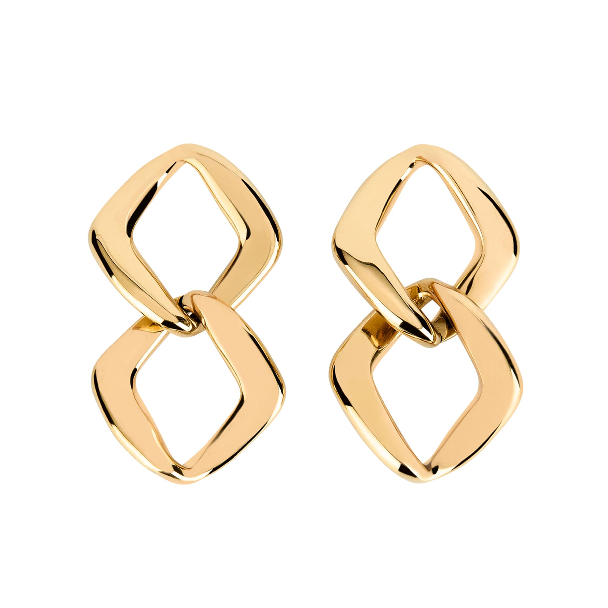 Breil, Collezione Ameliè, Orecchini Donna Pendenti in Acciaio IP Gold, con Forme Romboidali Intersecate, Chiusura a Farfalla, Idea Regalo Donna
