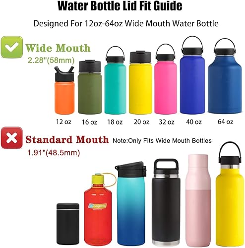 Miniatura 6 de WEREWOLVES Straw Lid for Wide Mouth Insulated Sports Water Bottle, Replacement Lid Straws Cap Compatible with Most Bottles,Including Straws and