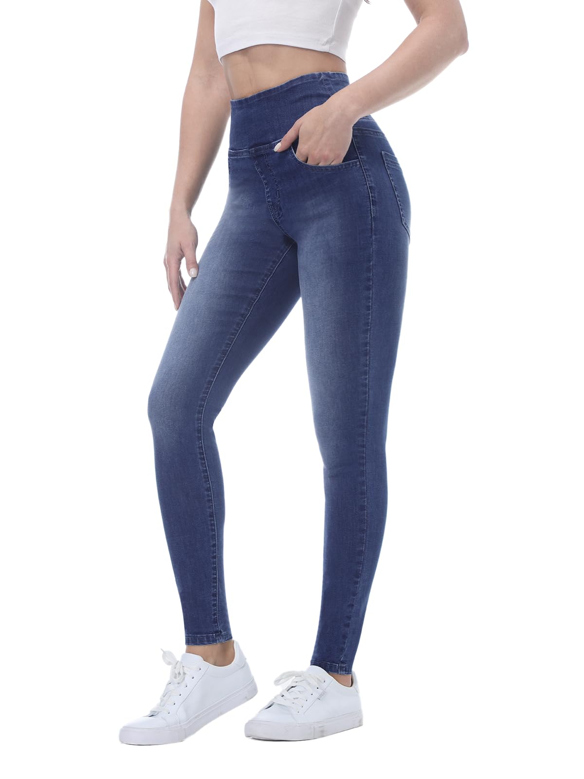 Vaqueros Elásticos Mujer, Skinny Slim Jeans De Tiro Alto Jeggings Treggings Push Up Pantalón Vaqueros Elástico Ankle