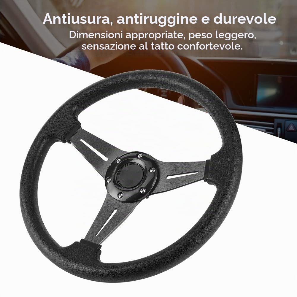Volante, volante da corsa universale da gioco in lega di alluminio volante da corsa per rally da corsa Motorsport Car Sim Driving 14 pollici(Nero)