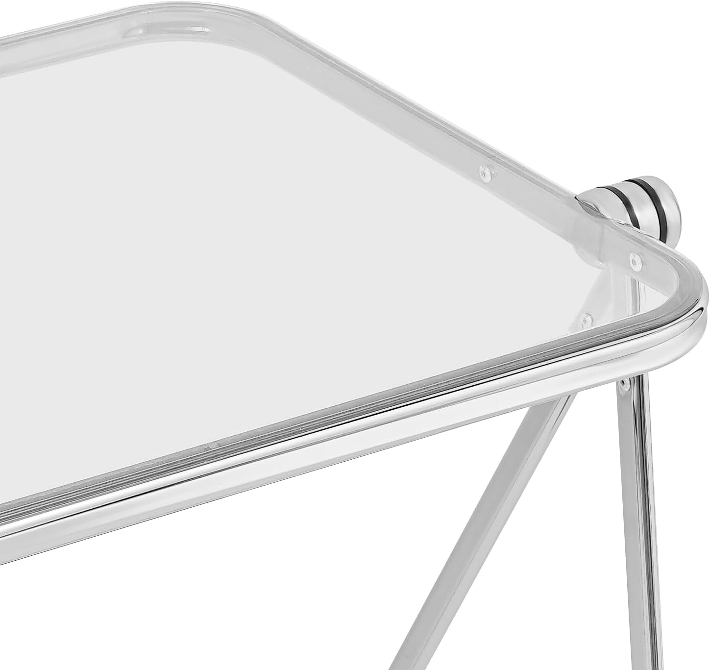 Xuthusman Folding TV Tray Table,27 Inch Modern Meta Foldable Sofa Side Table Space Saving Portable Table for Couch Bed Small Space Home Office（Clear）
