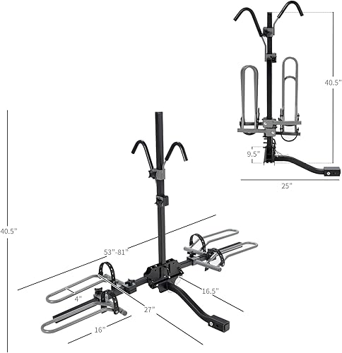 Miniatura 7 de Goplus Portabicicletas de montaje en enganche, plegable para 2 bicicletas estilo plataforma para MTB, Ebike, carretera y bicicleta estándar,