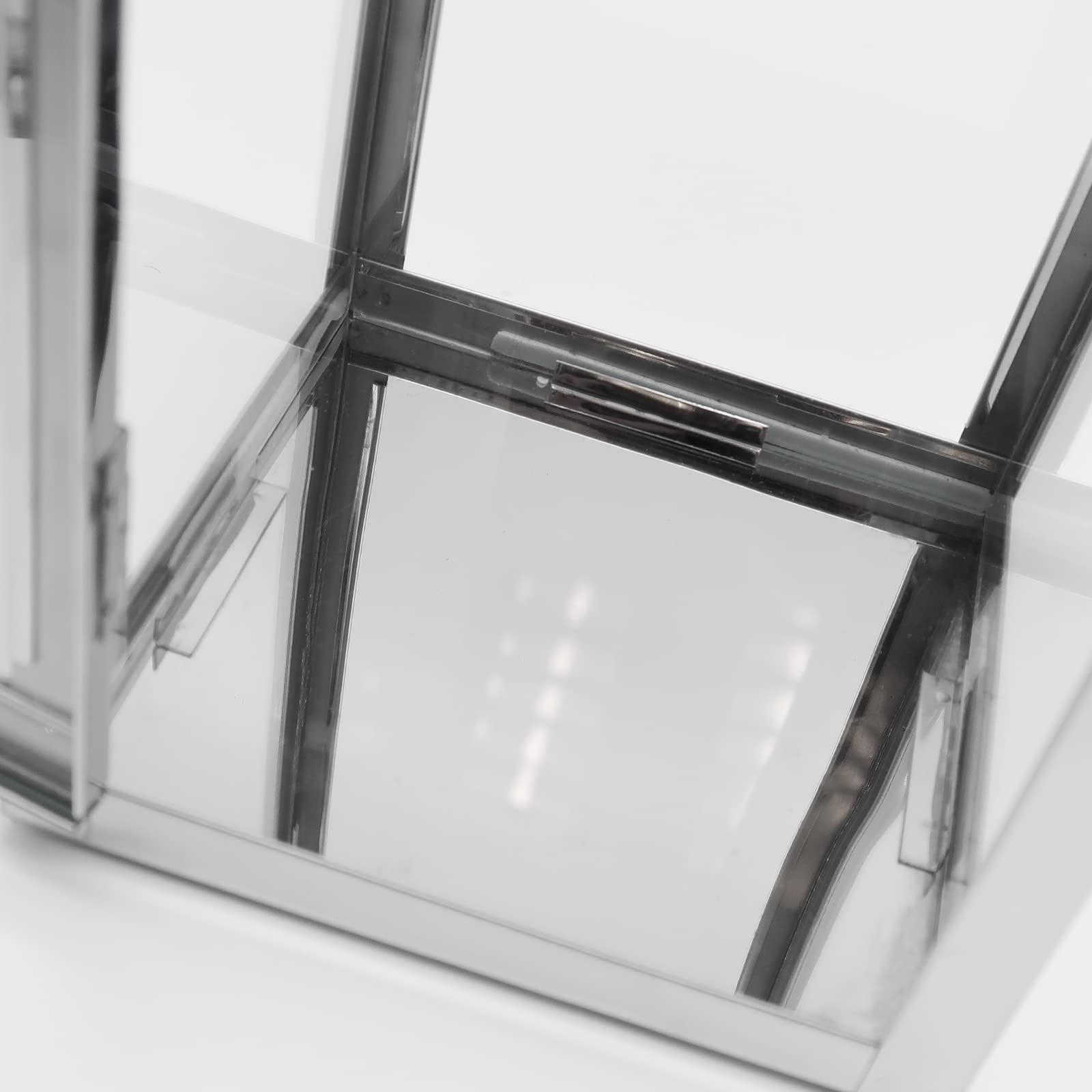Dekovita 42cm Laterne aus Edelstahl - Gartenlaterne mit Glas-Scheiben und Henkel - Metall Deko-Laterne Windlicht