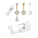 QWALIT Belly Button Piercing Kit Belly Piercing Kits Gold Belly Button Piercing Gun Self Belly Piercing Gun with Surgical Steel Dangling Belly Rings at Home