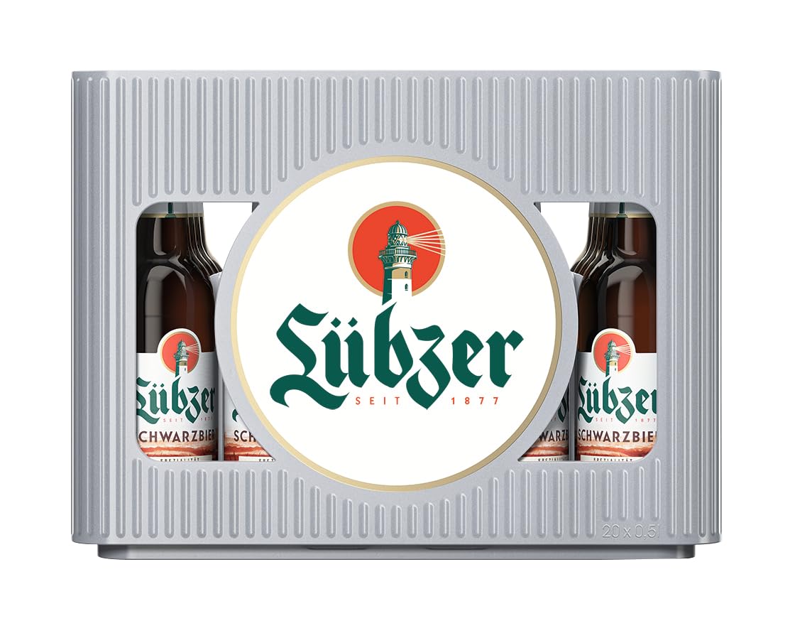 Lübzer Schwarzbier, Kasten Mehrweg (20 x 0,5 L), Kasten Schwarzbier