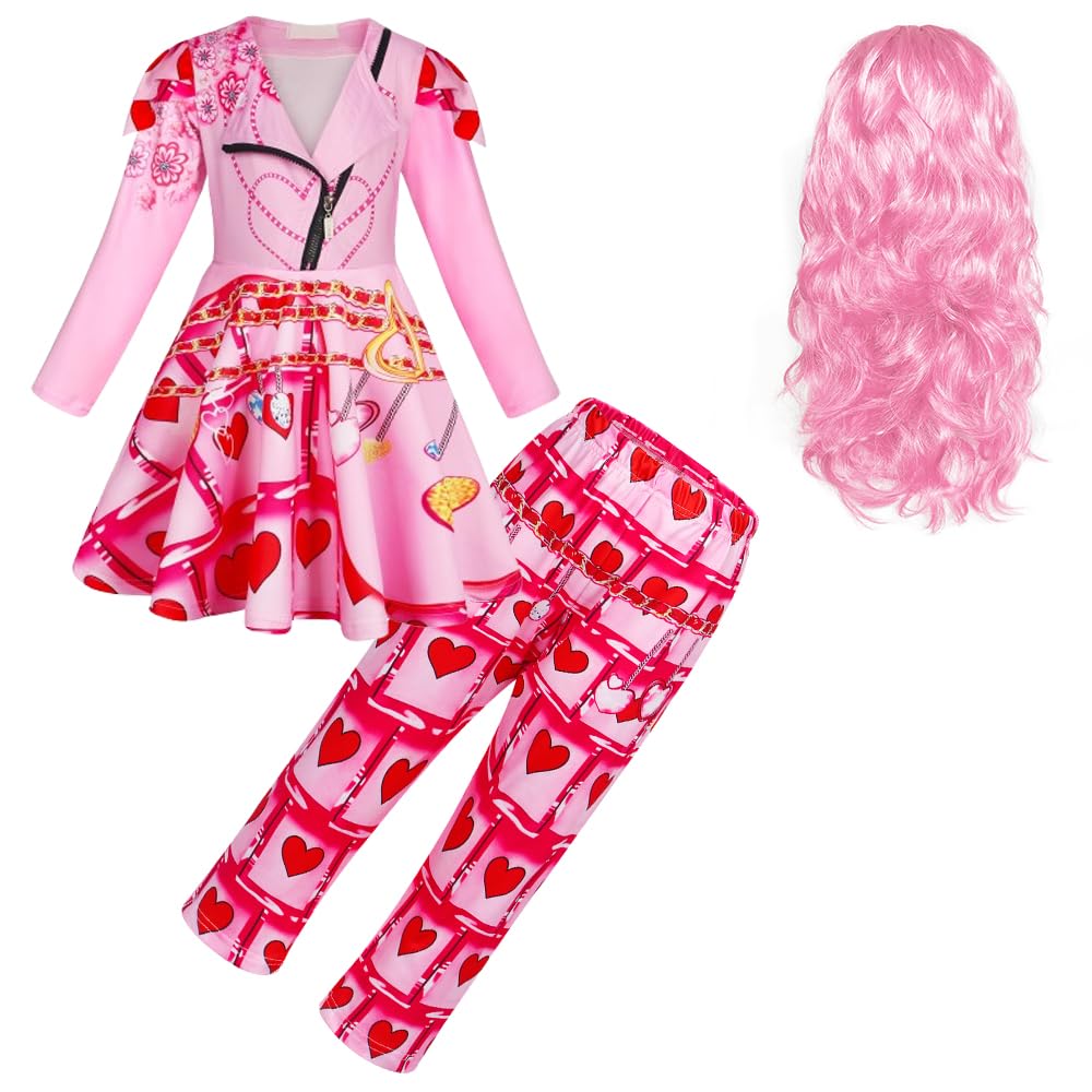 Berich Pink Dress up Set with Pants Kids Halloween Christmas Theme Party Outfit World Book Day Costumes for Girls Role Play Clothing Girls Dress up 5-6 Years(Pink,120)