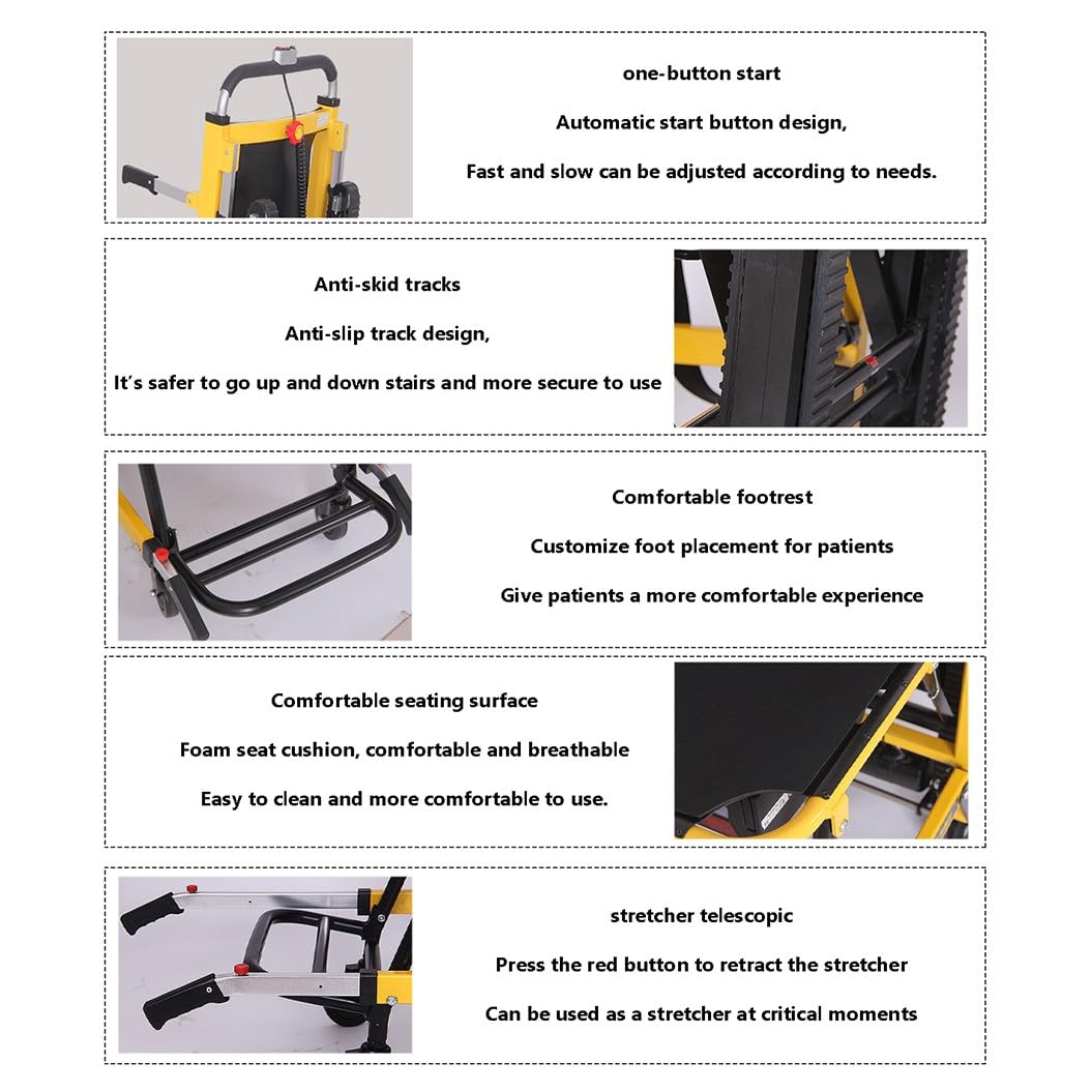 Silla De Ruedas Para Subir Escaleras,Salvaescaleras Para Personas Mayores,Oruga Eléctrica Para Silla De Ruedas Para Escaleras,Salvaescaleras Eléctricas,Carga 160 Kg/353 Lbs A