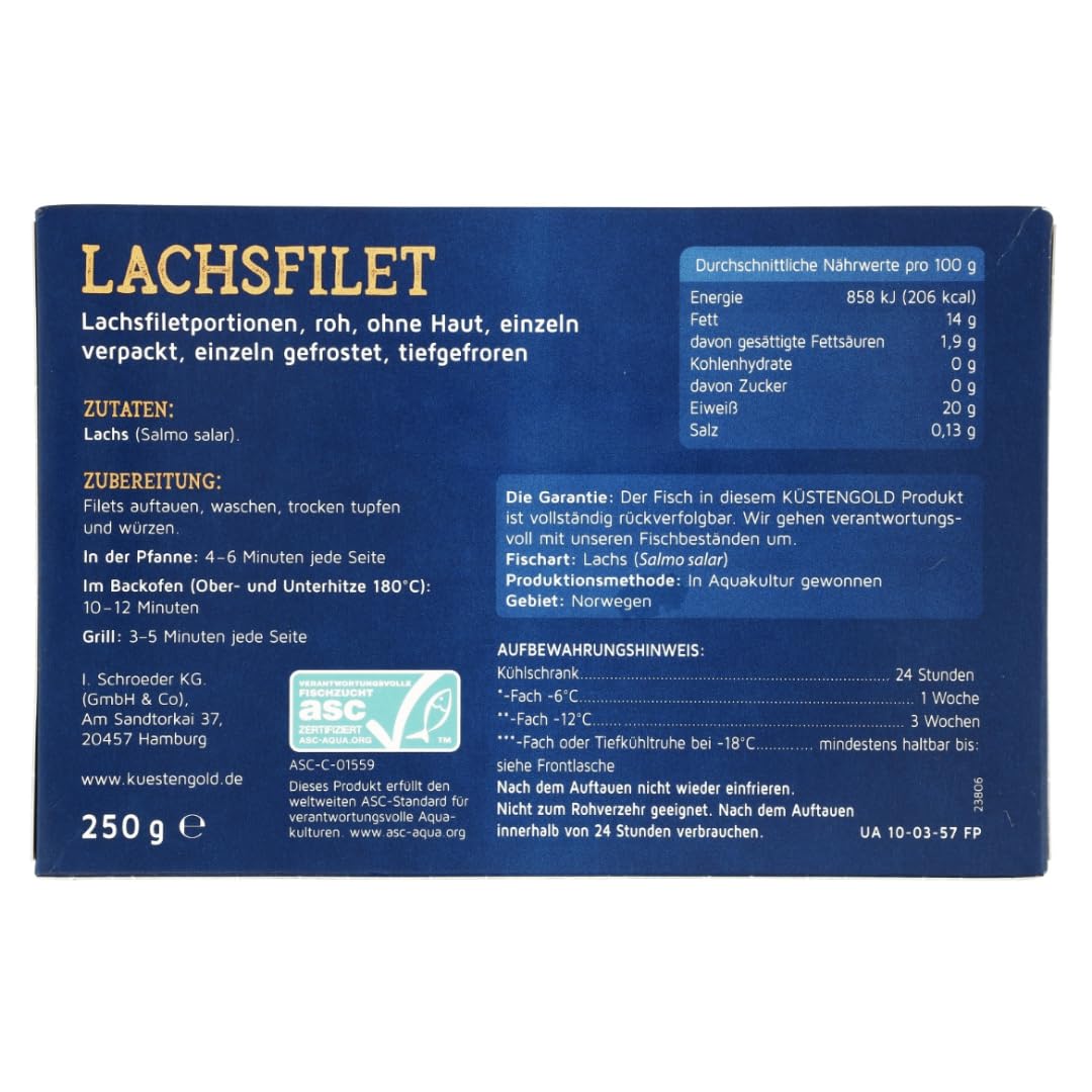 Lachsfilet Lachsfiletportionen ohne Haut & praktisch grätenfrei Fisch 250 Gramm
