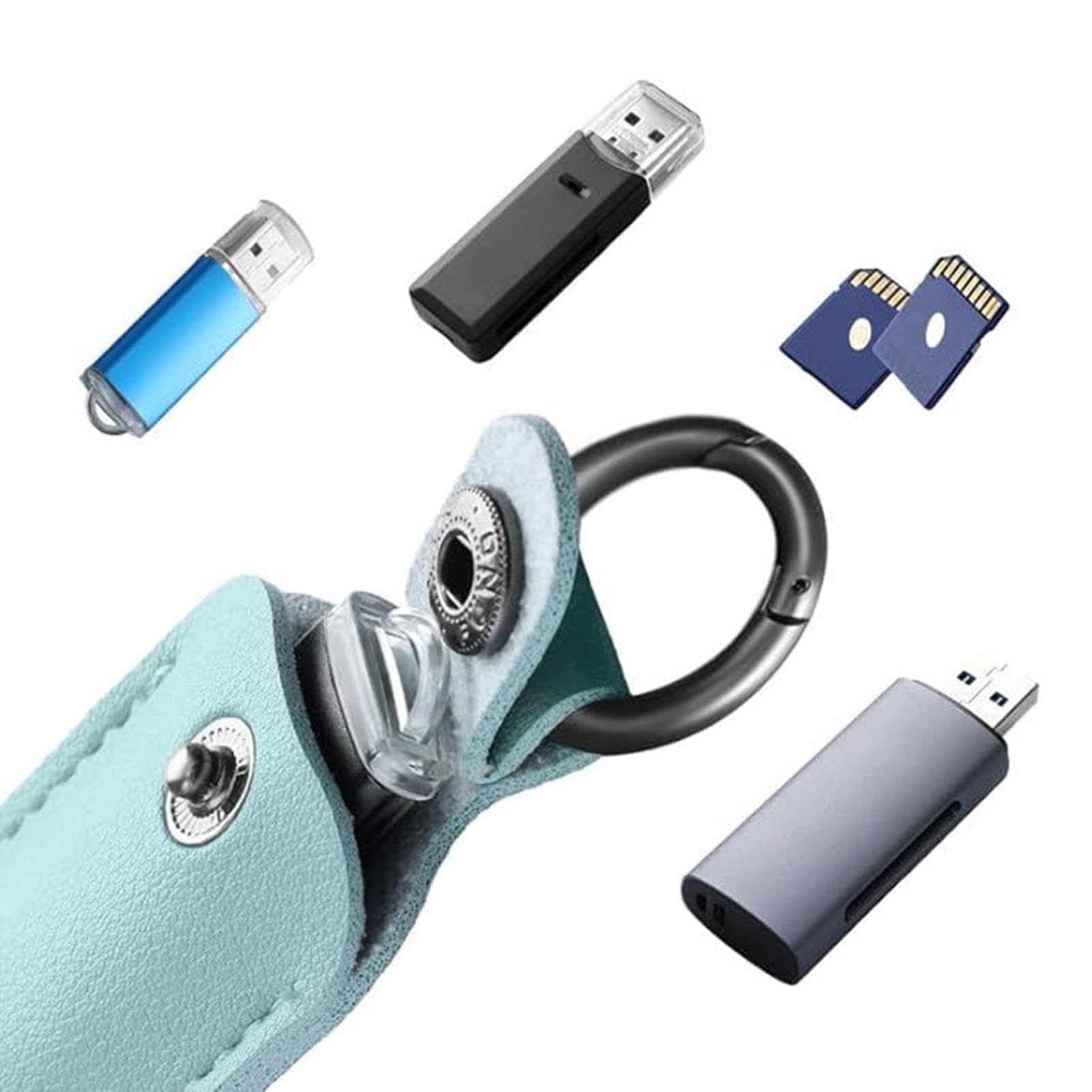Custodia per unità flash USB,custodia per unità flash con portachiavi | Custodia protettiva per portachiavi con chiavetta USB,Custodia per unità USB per studenti, insegnanti e lavoratori, piccola p