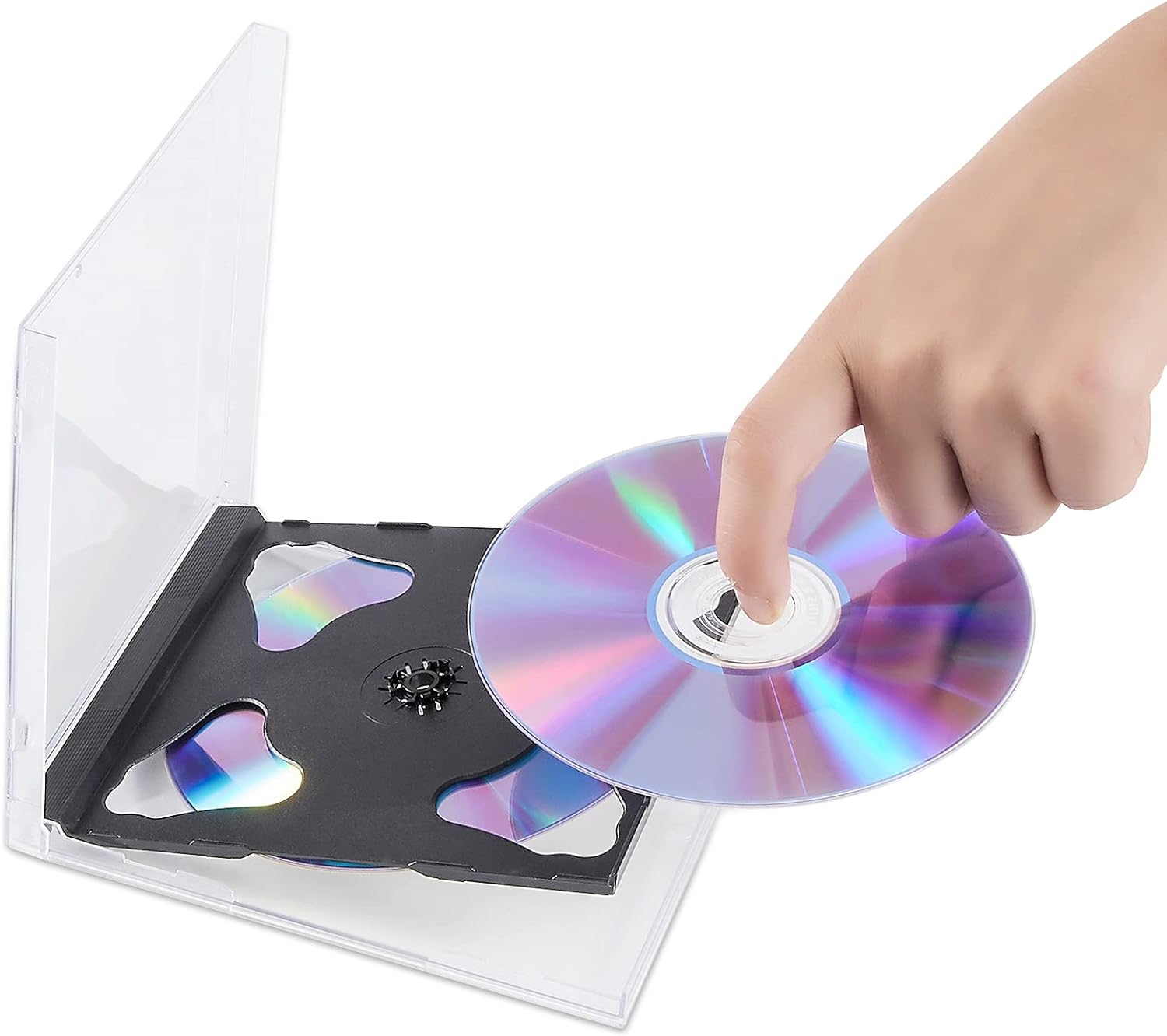 Maxtek 10.4 mm Standard Double (2 Discs Capacity) Clear CD Jewel Case with Black Tray, 100 Pack