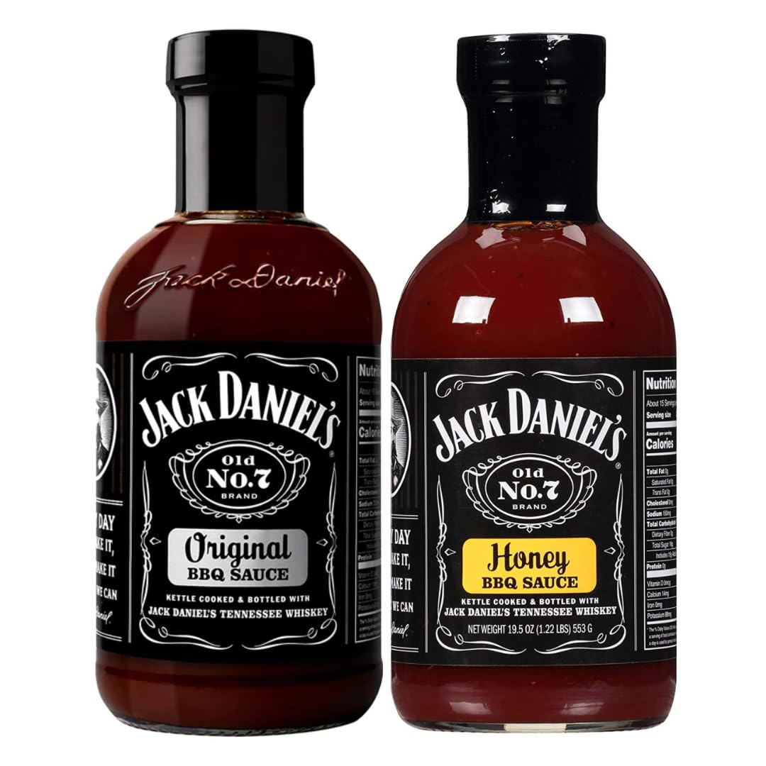 BBQ Sauce Bundle with Jack Daniel's Original BBQ Sauce 553g and Jack Daniels Honey BBQ Sauce 553g (2 Pack)