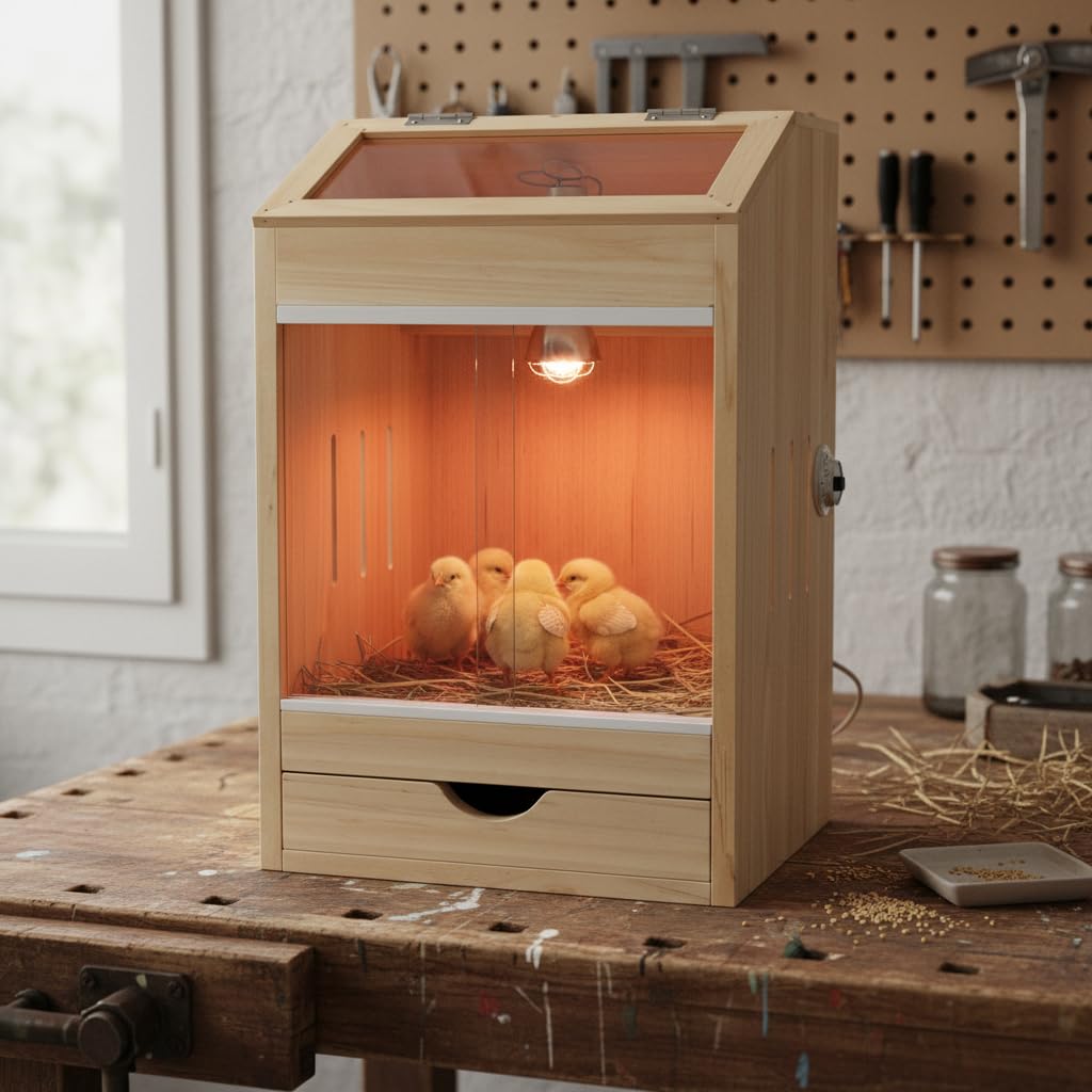 Caja Cría Termostática para Polluelos - Jaula Nido con Diseño Anti- - para Aves Corral, Paquete de Aislamiento térmico de 50 cm de Alto, Paquete 1