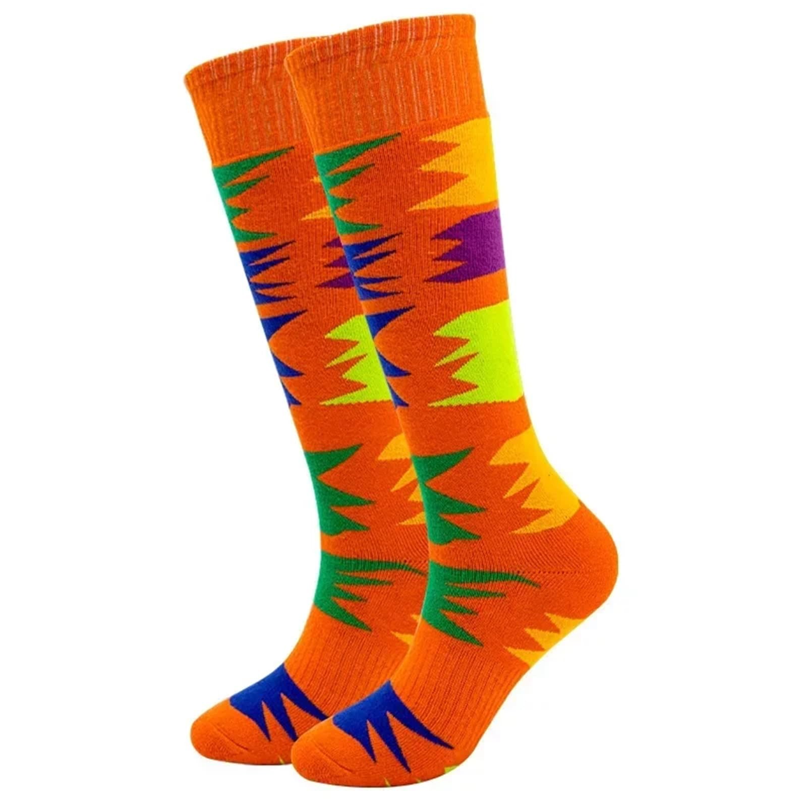Chaussette de Ski Chaussettes de Ski épaisses d'hiver for Femmes, résistantes au Froid, en Coton Thermique, Bas de Neige, Sports de Plein air, Alpinisme, randonnée(Orange)