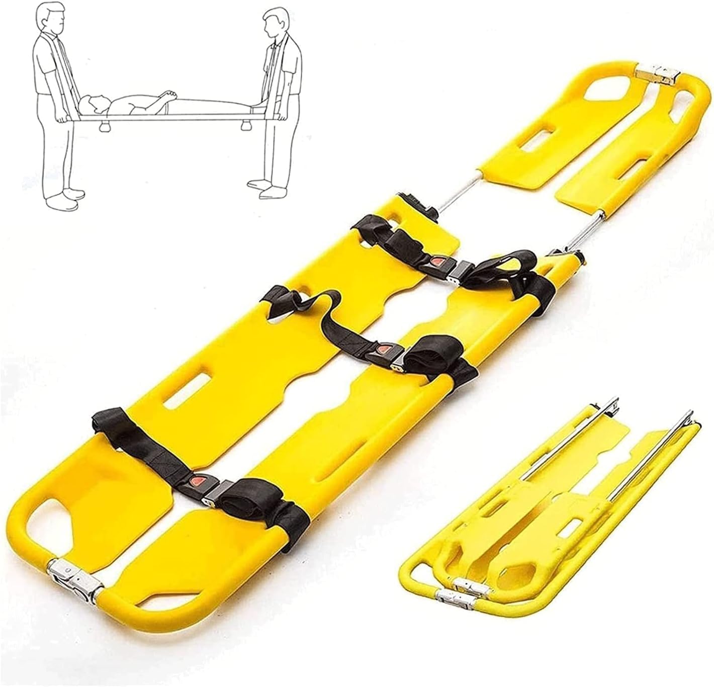 Civière pliable en alliage d'aluminium léger et portable pour le transport des patients pour hôpitaux et cliniques, capacité de poids 159 kg, facile à utiliser