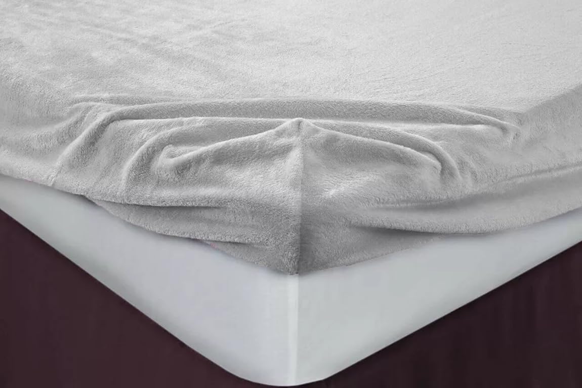 Luxury Coral Fleece Thermal Fitted Sheet, Soft Cosy & Extra Warm Polycotton Teddy Fleece Bed Sheet, Easy Care Deep Pocket 30cm Non-Allergic Microfibre Bottom Sheet, Grey-Double