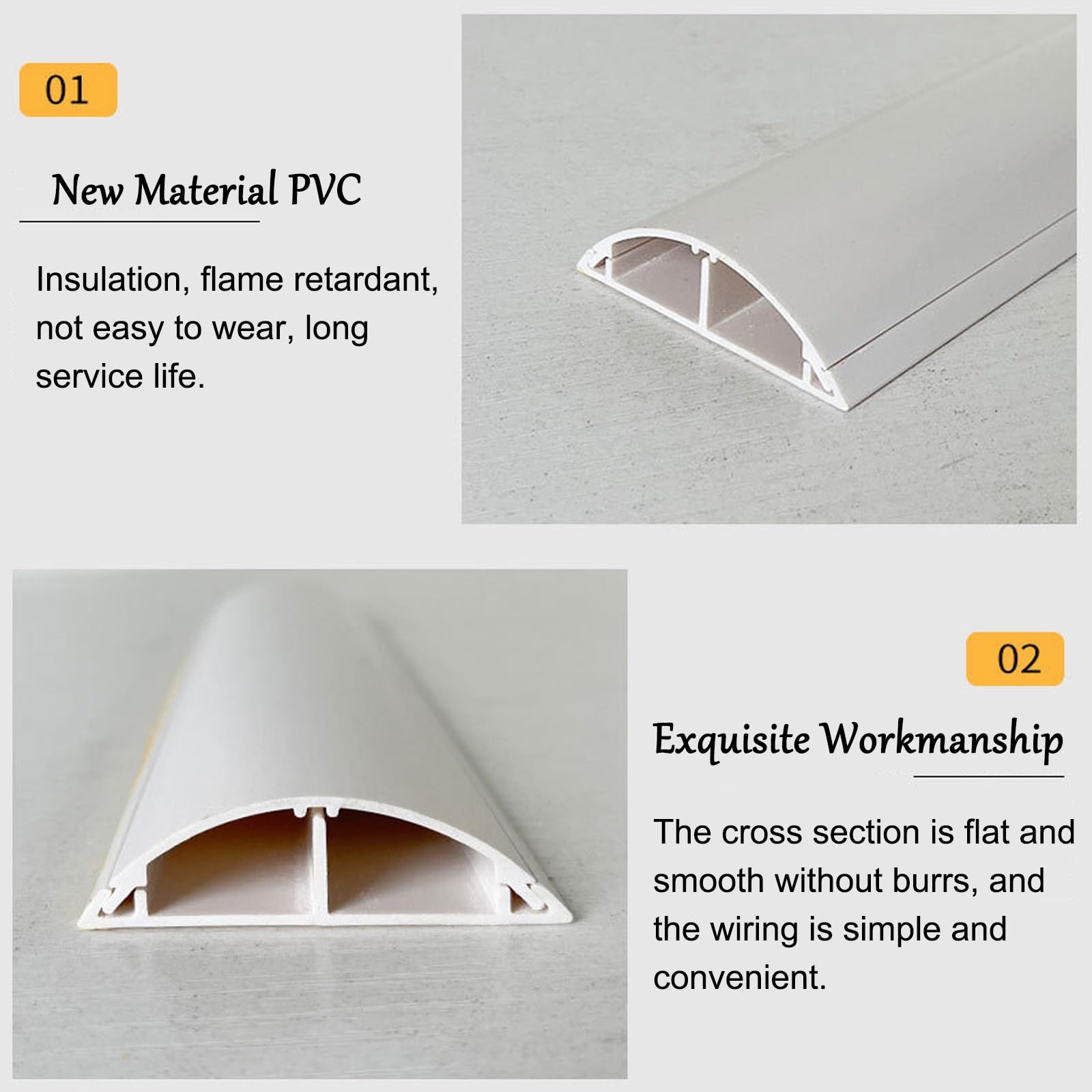 Pasacables Suelo, Canaleta Cables, Canaletas para Cables, Protector de Cable de Piso, Canaleta para Cables, Protector Cables(White,120 * 12 * 2.7cm/39 * 4.7 * 1in)