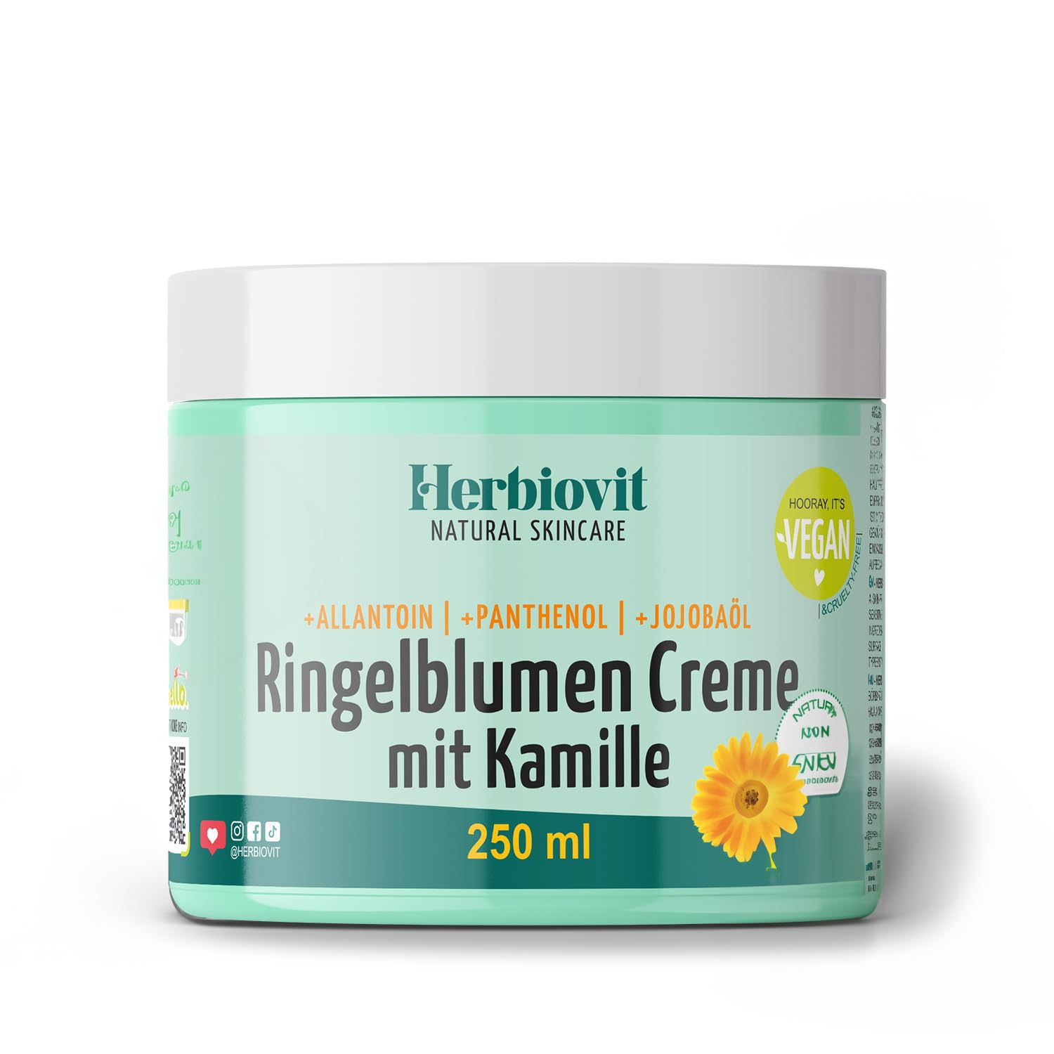 Herbiovit vegane Ringelblumensalbe mit Kamille Jojobaöl Panthenol Wund und Heilsalbe entzündungshemmend | Brandsalbe für Verbrennung Sonnenbrand | Wundschutzcreme Baby Erwachsene | 250ml Naturkosmetik