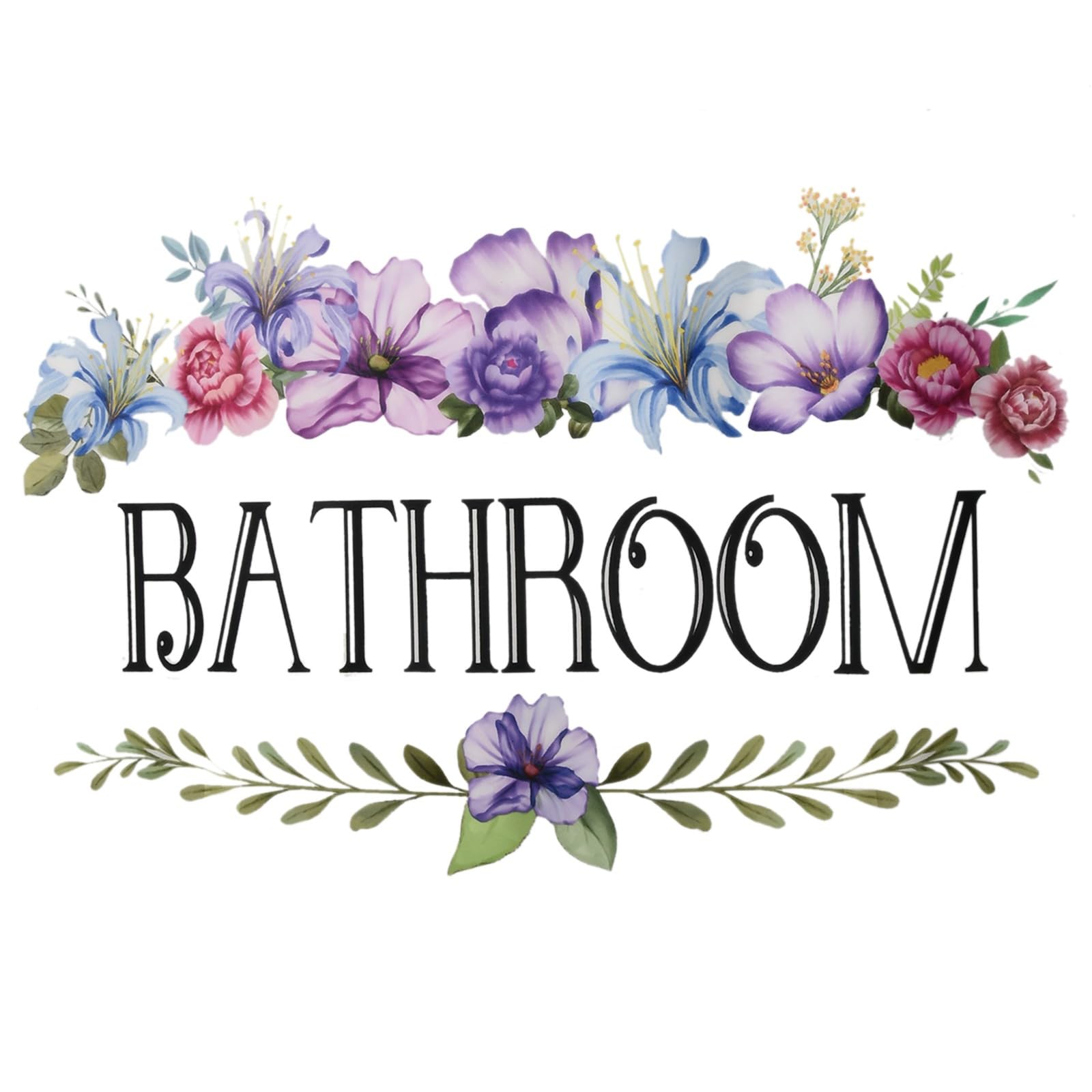 Bathroom Door Sign Self-Adhesive Wall Sticker,PVC Removable Toilet Washroom Decor Door Sign Decal(30 * 20cm)