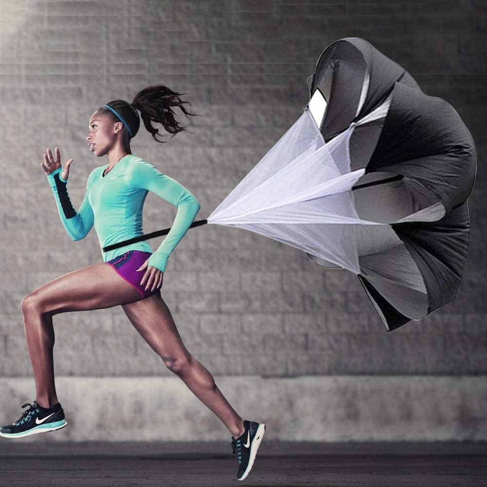 Paracadute da allenamento，Paracadute di Resistenza Allenamento，per Il Fitness per Migliorare velocità, Resistenza, Forza e Accelerazione.（nero）