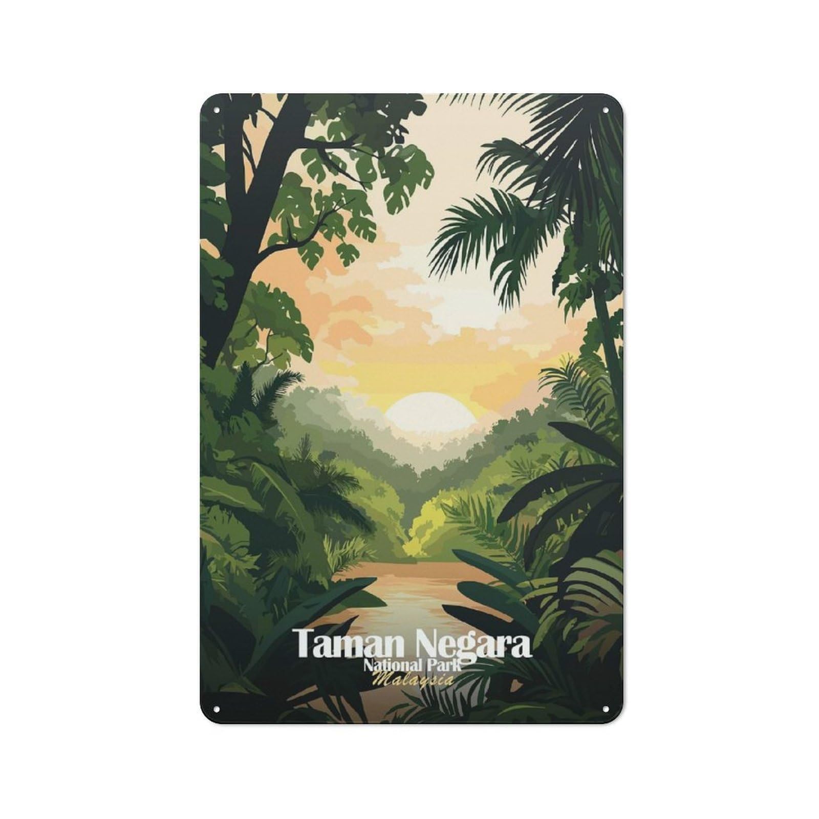 Junmoney Style-18 Creative Taman Negara National Park Office Metal Sign 30X20cm, Study Room Decor For Workspace, Cafe, Shop Or Desk Area