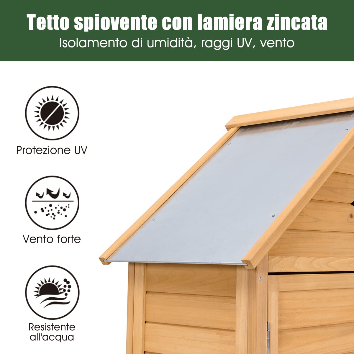 DREAMADE Casetta Porta Attrezzi da Esterno Ripostiglio da Giardino Capanno per Attrezzi in Legno, 176 x 70 x 36 cm