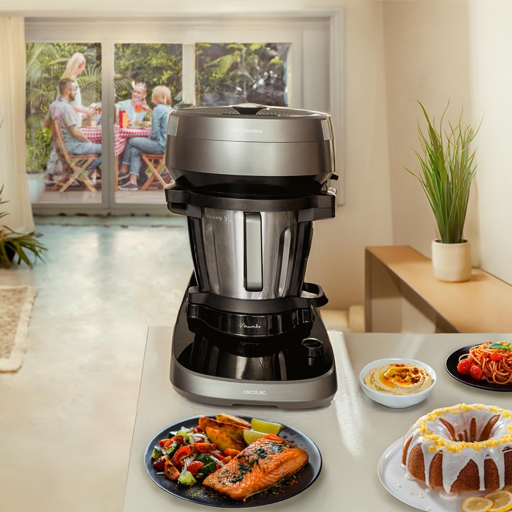 Cecotec Robot da Cucina Multifunzione con Dispensatore di Alimenti Mambo CooKing Victory. 1700 W, 45 Funzioni, Migliaia di Ricette Guidate, Brocca Victory da 5L, Acc: Vaporiera o Cestello per Bollire
