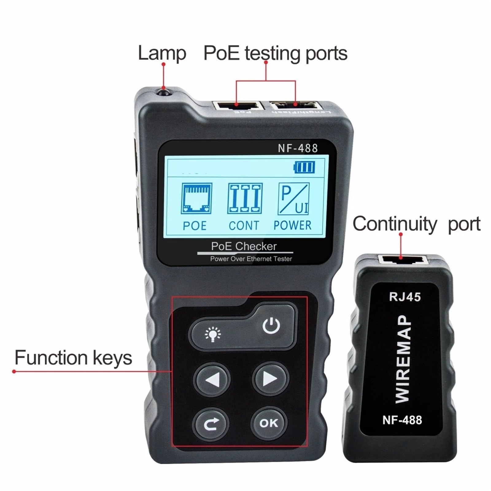 Tester per cavi di rete, Tester Per Cavi Di Rete, Corrente Online PoE Per LCD Con LAN,per cavo di rete