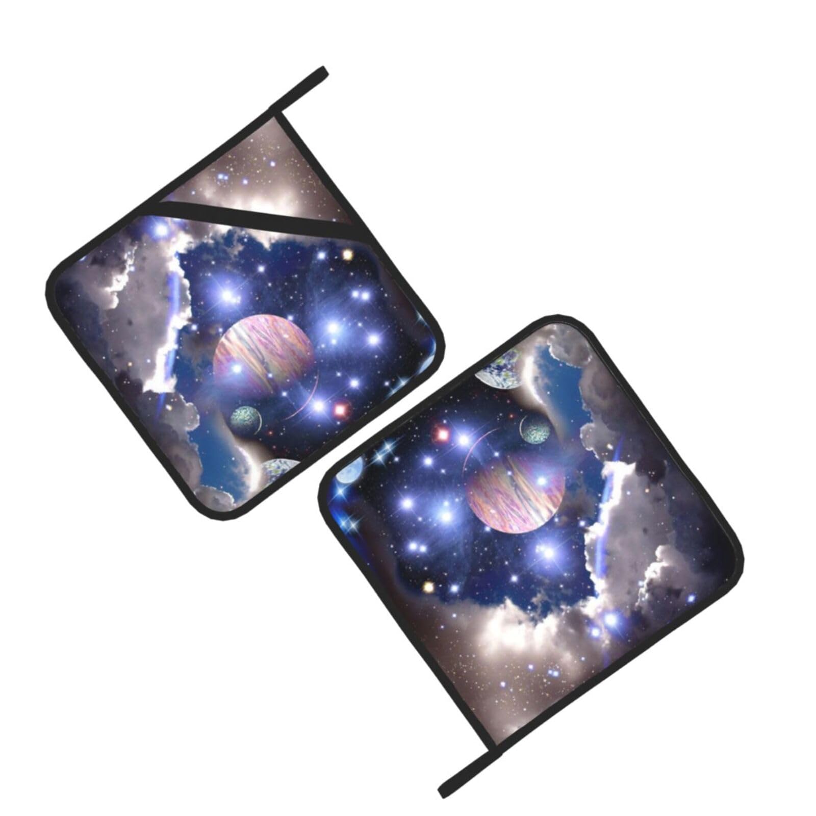 Space Planet Printed Oven Pot Holders Set of 2 Pcs Heat Resistant Kitchen Microwave Potholders for Cooking Baking Grilling