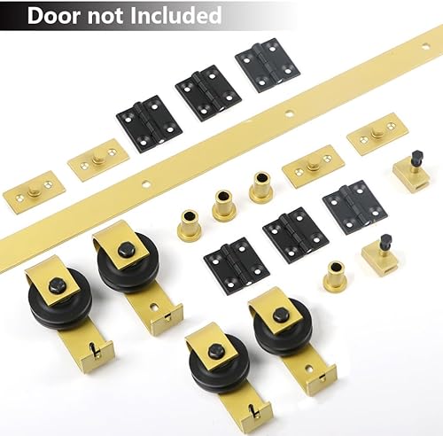 Miniatura 2 de KINMADE Kit de herrajes para puerta corrediza de granero doble de 60 pulgadas para puertas de armario, suave y silenciosamente, montaje superior