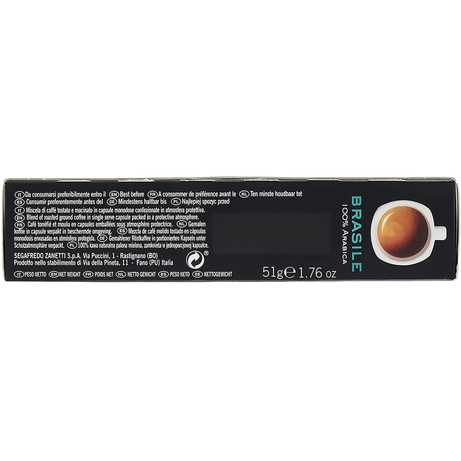 Segafredo Zanetti - 100 kompatybilnych kapsułek Nespresso, linia aluminiowa, 100% kawa brazylijska, elastyczna i soave - 10 pudełek po 10 kapsułek